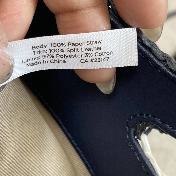 Talbots Clutch Handbag Paper Straw Striped Blue White Pineapple Print‎ Medium - Picture 8 of 10